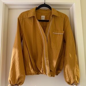 Maeve Long-Sleeve Piped Wrap Blouse